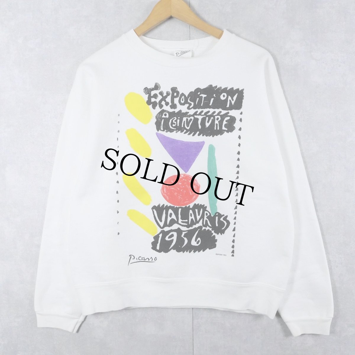 画像1: 90's Pablo Picasso USA製 アートプリントスウェット M (1)