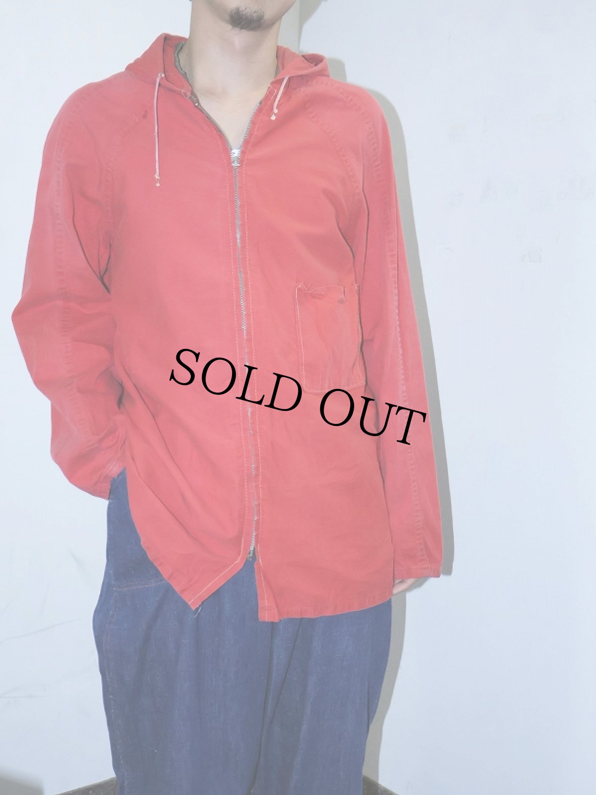 画像1: 40's コの字エンド コットンジップパーカー (1)