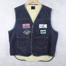 画像1: 70's Sears ROSEBUCKS ワッペン付き バットダイ ボアライナーデニムベスト (1)