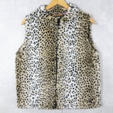 画像1: 90's Cobblestone Canyon USA製 レオパード柄 フェイクファーベスト (1)