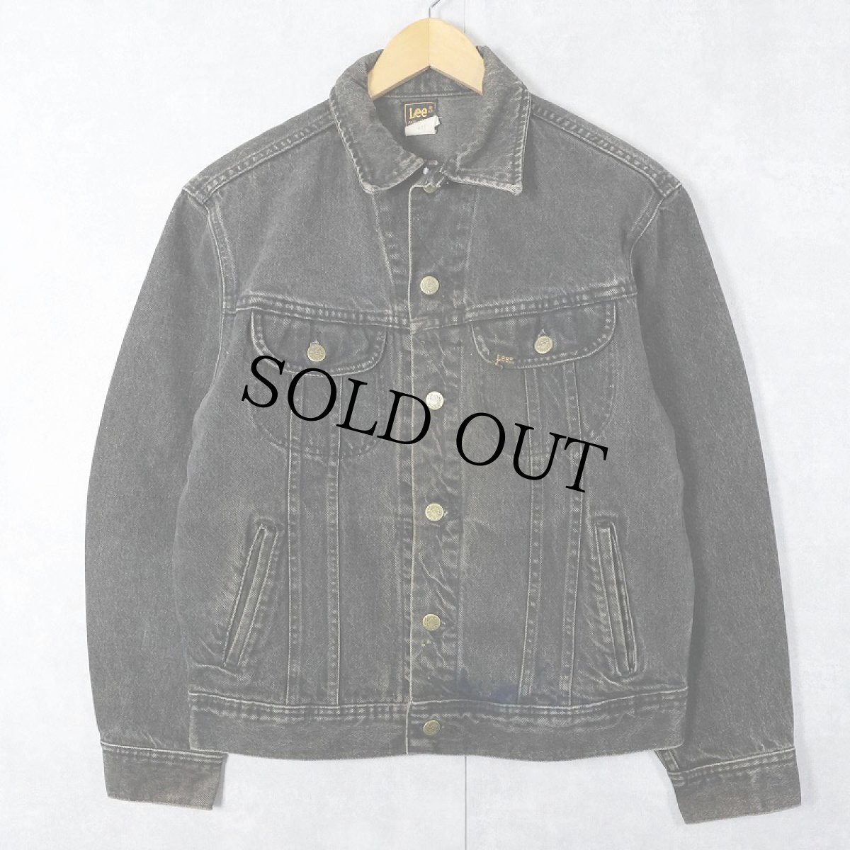 画像1: 80's Lee 220-5019 USA製 ブラックデニムジャケット S (1)