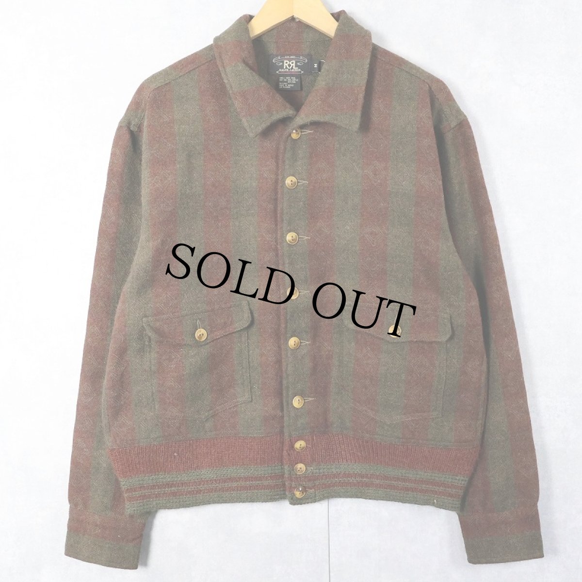 画像1: Ralph Lauren RRL "A-1 TYPE" 柄織り ウールヴァルスタージャケット M (1)