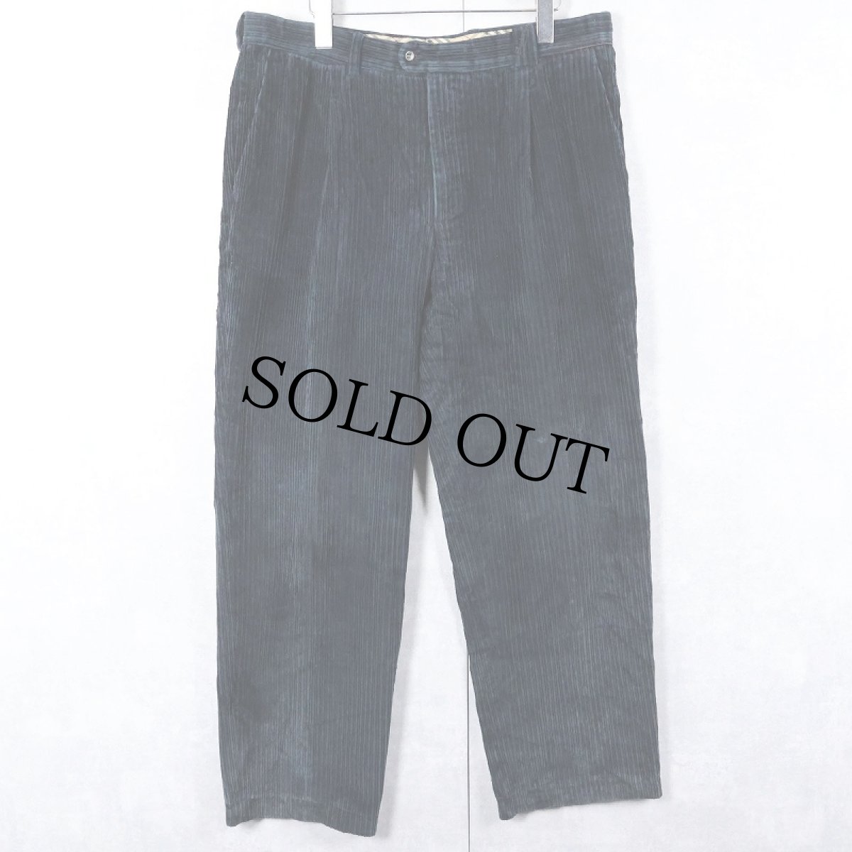 画像1: BURBERRY SPAIN製 1タック コーデュロイパンツ NAVY W36 (1)