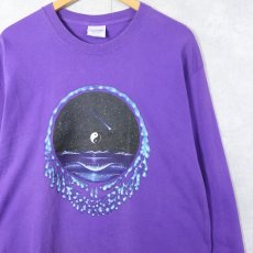 画像1: Drippy Face 陰陽 プリントロンT L (1)