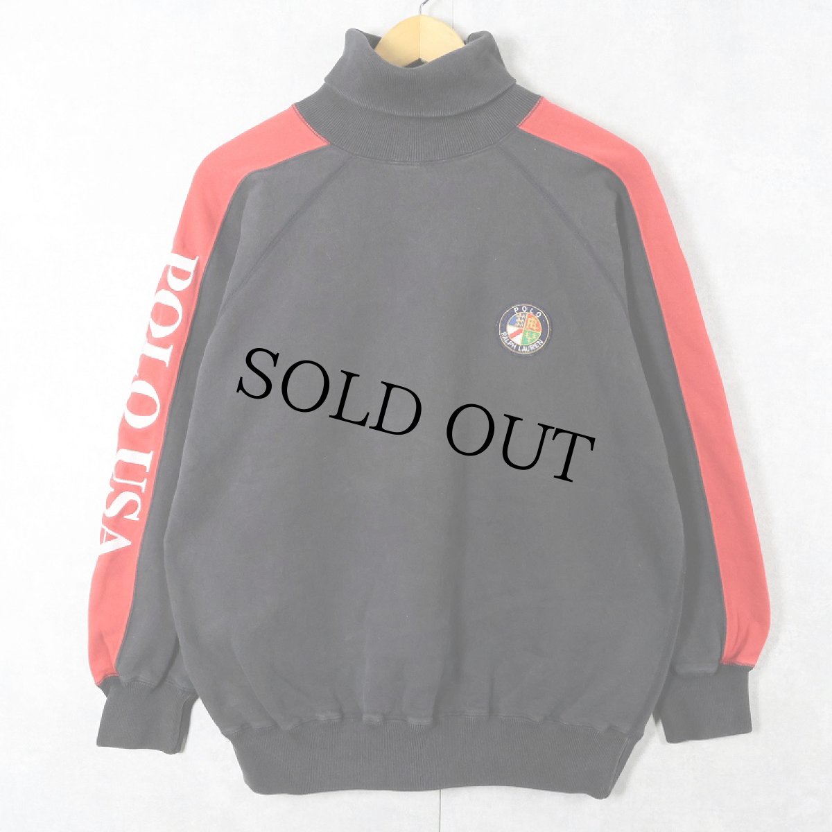 画像1: 90's Ralph Lauren クッキーパッチ タートルネックスウェット BLACK M (1)