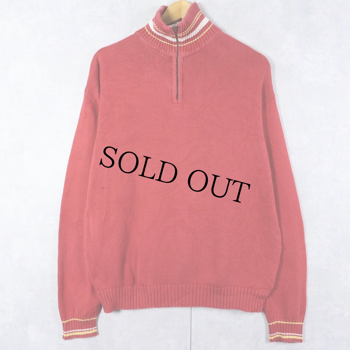 画像1: 90's J.CREW ハーフジップ コットンニットセーター M (1)