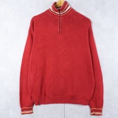 画像1: 90's J.CREW ハーフジップ コットンニットセーター M (1)