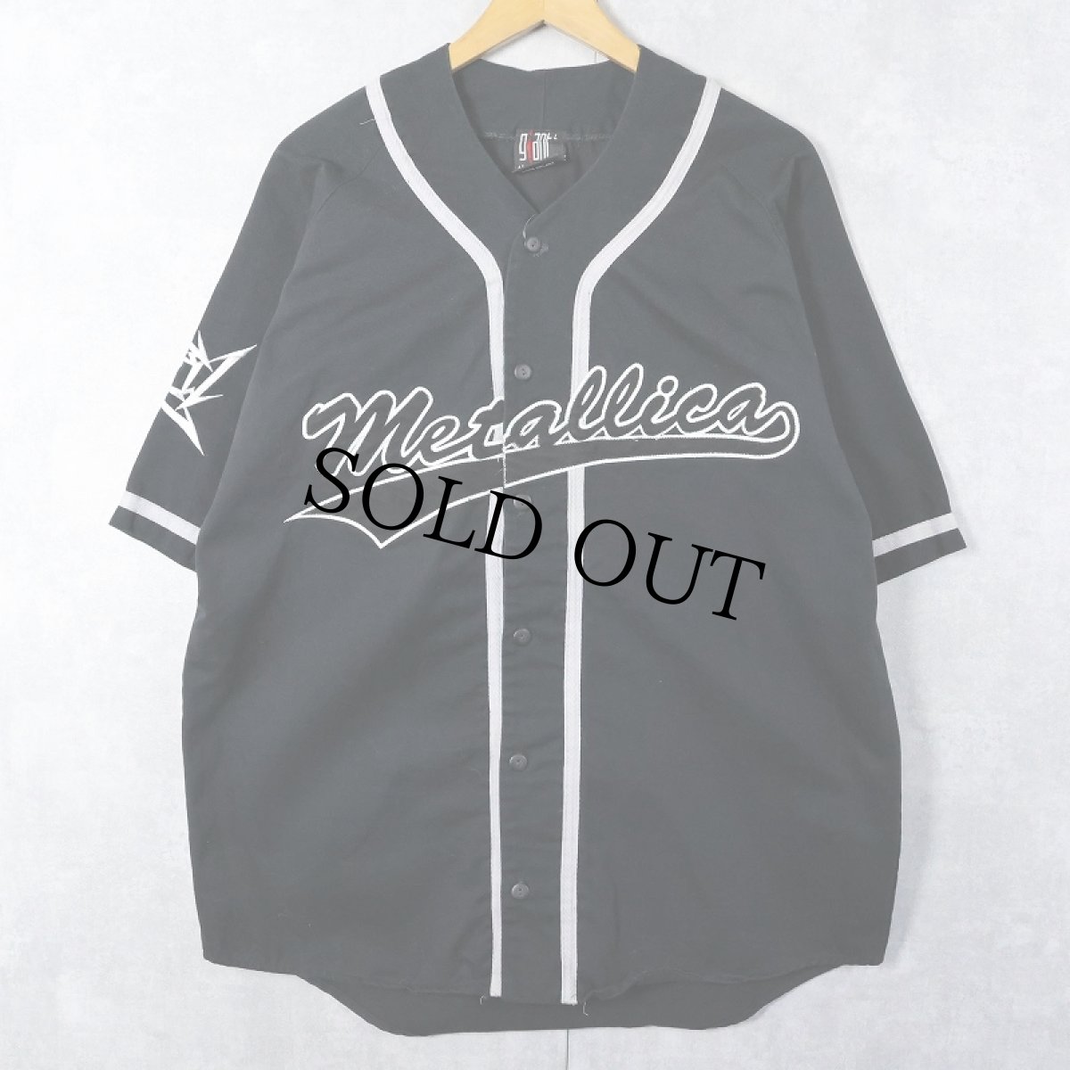 画像1: 90's METALLICA USA製 ヘヴィメタルバンド コットンベースボールシャツ BLACK L (1)
