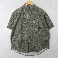 画像1: 80〜90's VISION STREET WEAR USA製 "John Grigley" アート柄コットンシャツ (1)