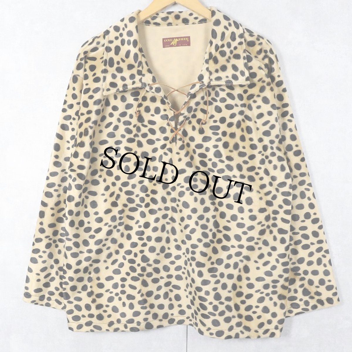 画像1: 90's GOLD RIDER USA製 レオパード柄 フェイクファープルオーバーシャツ (1)