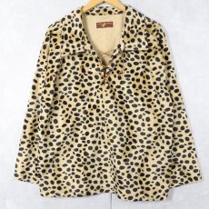 画像1: 90's GOLD RIDER USA製 レオパード柄 フェイクファープルオーバーシャツ (1)