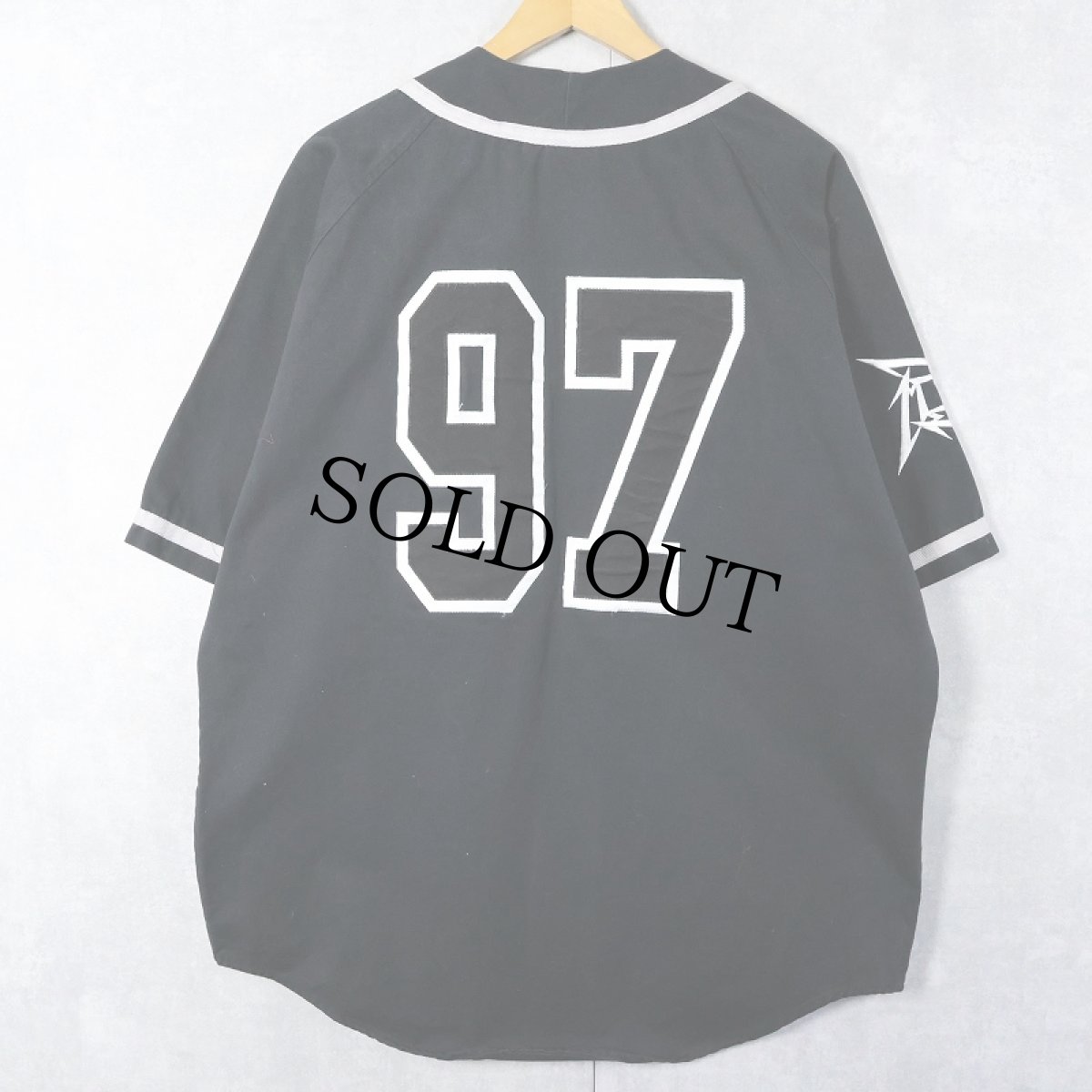 画像2: 90's METALLICA USA製 ヘヴィメタルバンド コットンベースボールシャツ BLACK L (2)