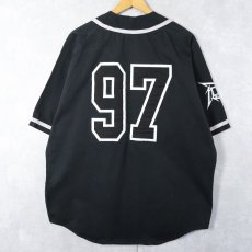 画像2: 90's METALLICA USA製 ヘヴィメタルバンド コットンベースボールシャツ BLACK L (2)