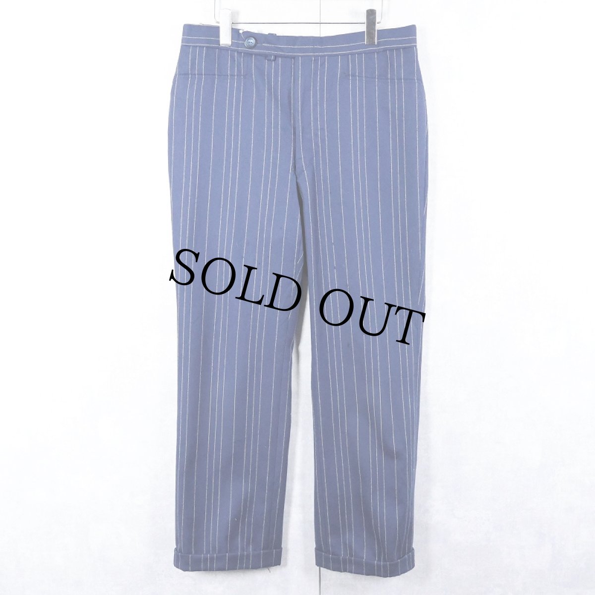 画像2: 〜90's ストライプ柄 ウール混スラックスW30 (2)