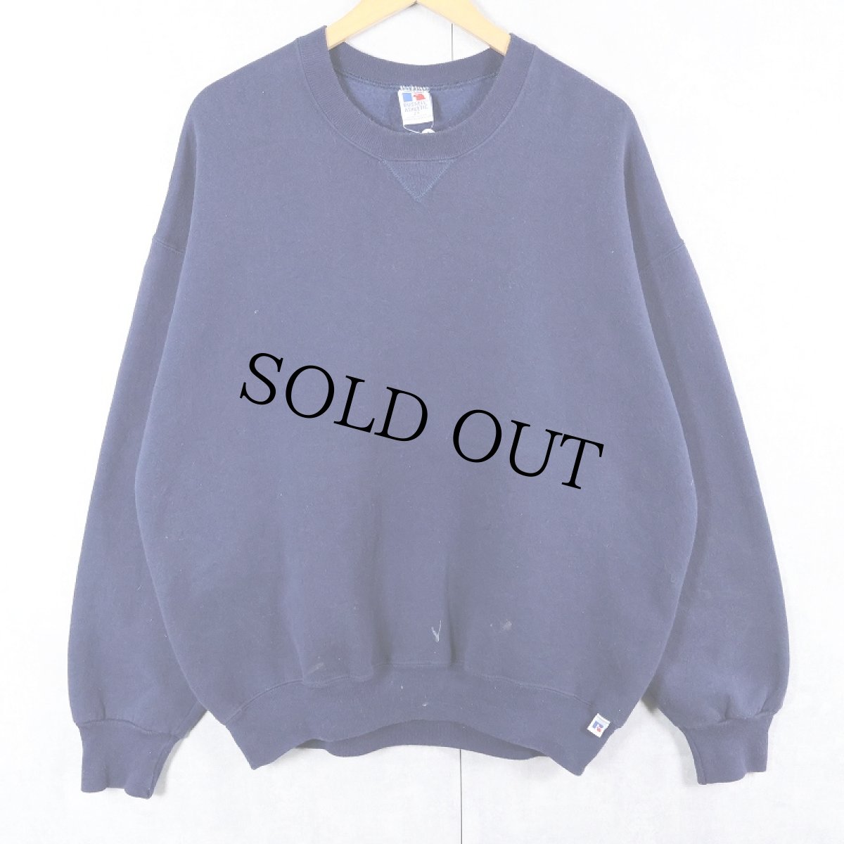 画像1: 90's RUSSELL ATHLETIC USA製 前V 無地スウェット NAVY 2X (1)