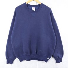 画像1: 90's RUSSELL ATHLETIC USA製 前V 無地スウェット NAVY 2X (1)