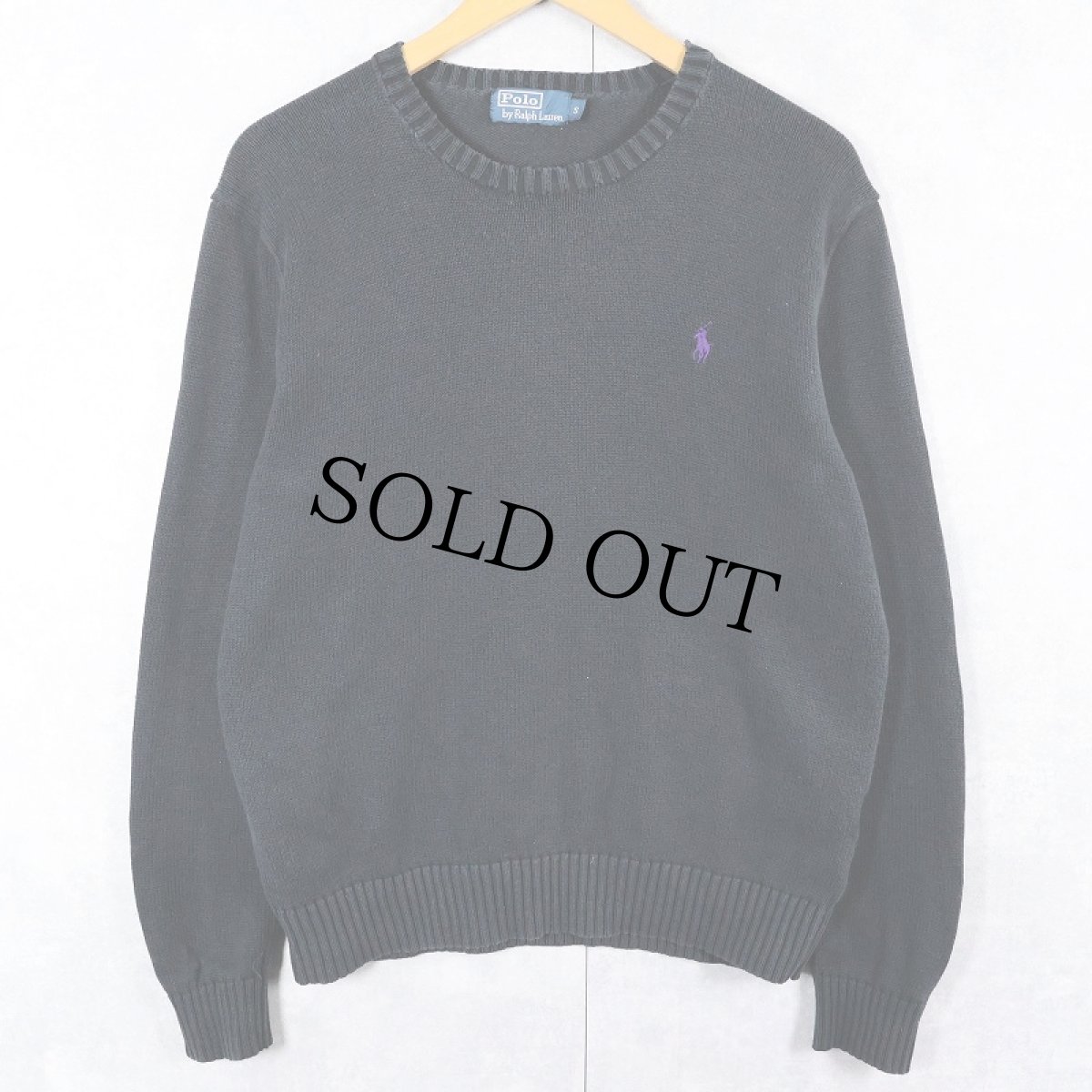 画像1: POLO Ralph Lauren ロゴ刺繍 コットンニットセーター BLACK S (1)