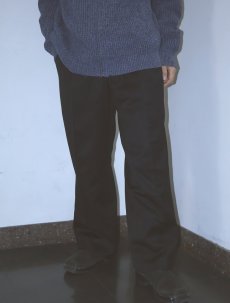 画像2: 90's CANADA製 ストライプ柄 サイドライン 2タック ウールスラックス BLACK W32 (2)