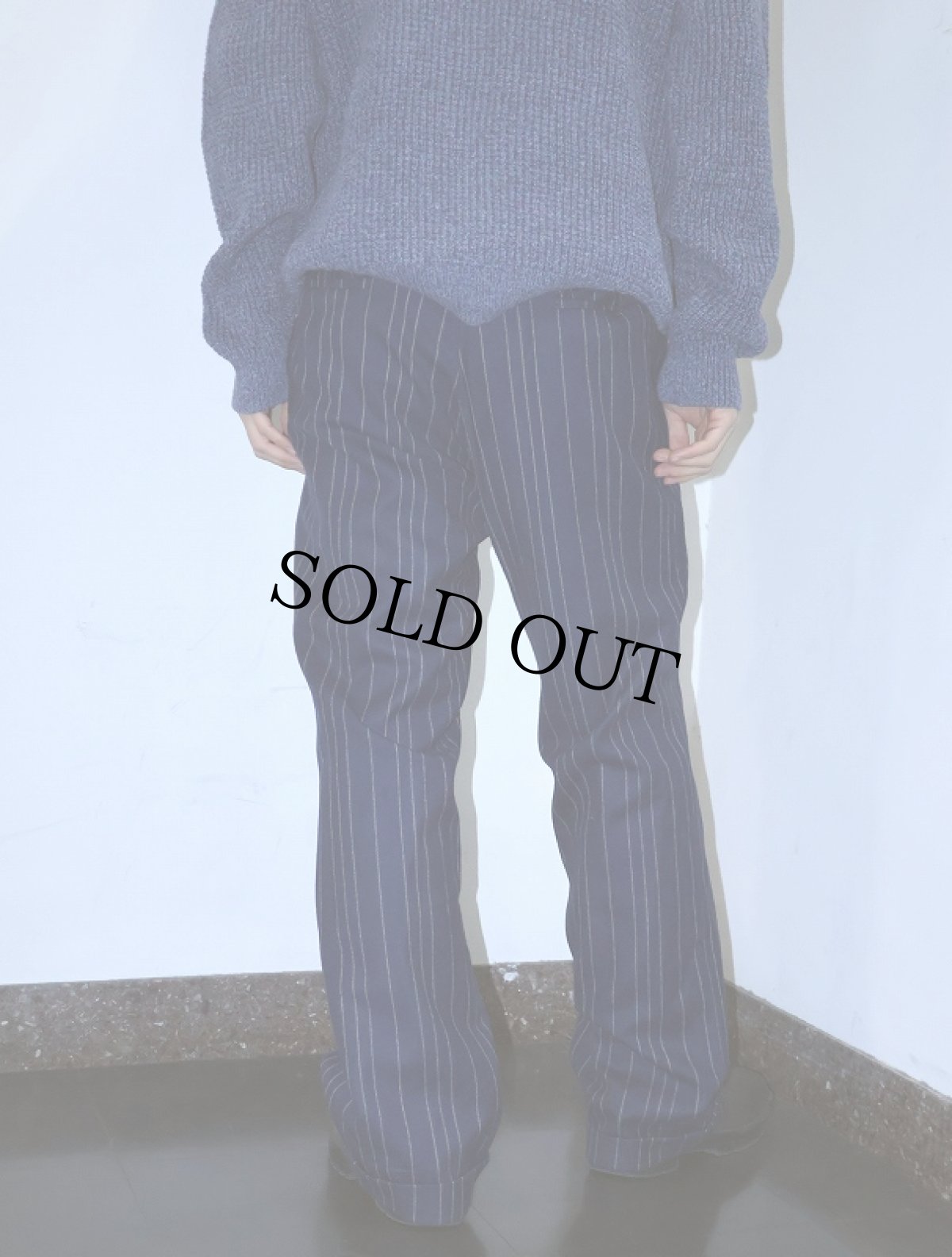 画像3: 〜90's ストライプ柄 ウール混スラックスW30 (3)