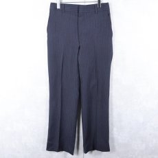 画像2: VINTAGE ストライプ柄スラックス NAVY W30 (2)