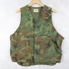 画像1: 60's KAMO USA製 ウッドランドカモ柄 コットンハンティングベスト S (1)