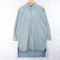 画像1: 60's〜 EGS チェック柄 カスタム コットングランパシャツ SIZE40 (1)