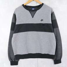 画像1: 80's NIKE 紺タグ ロゴ刺繍 前V 鹿の子スウェット L (1)