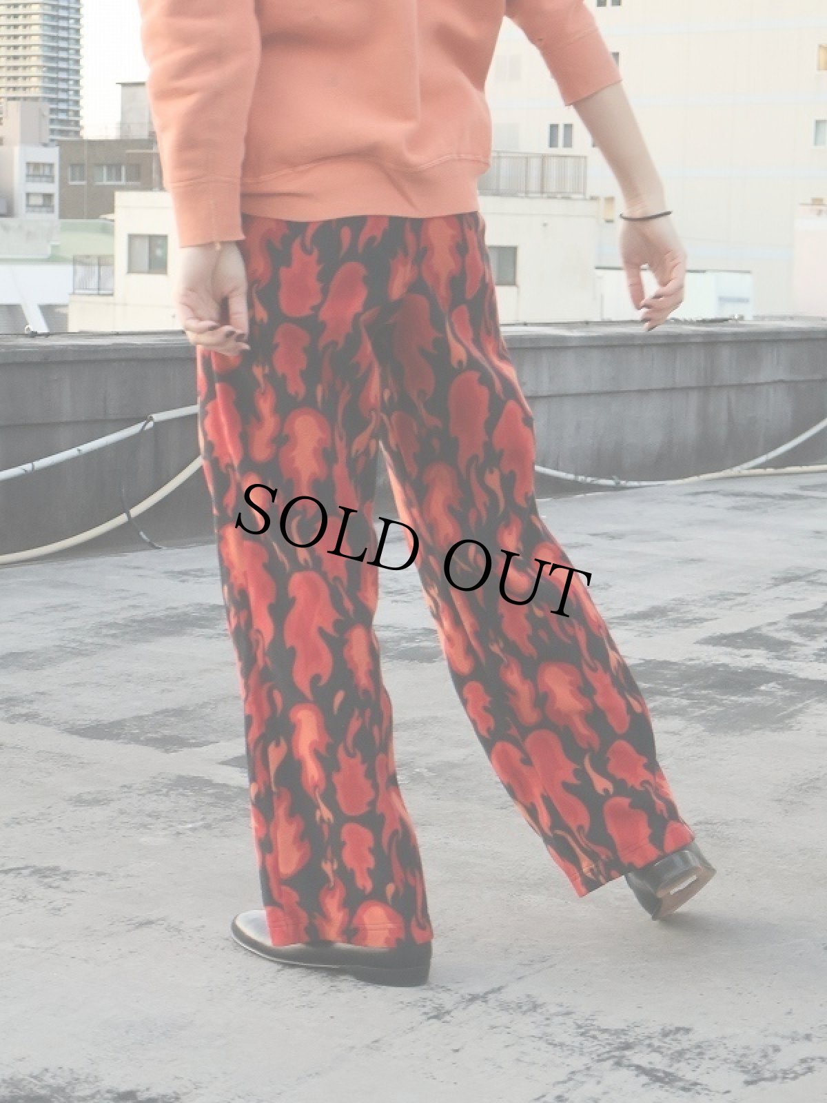 画像1: Mossimo Supply Co. 総柄 フリースイージーパンツ S (1)