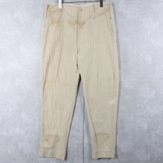 画像1: 30〜40's ストライプ柄 リネンスラックス W35 (1)