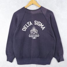 画像1: 50〜60's "DELTA SIGMA" フロッキープリント ラグランスウェット NAVY (1)