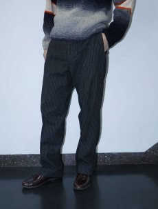 画像2: 〜60's ストライプ柄織り ウールスラックス W32 (2)