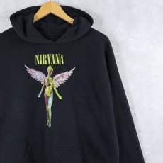 画像1: NIRVANA "In Utero" ロックバンドプリントスウェットフーディー BLACK  (1)