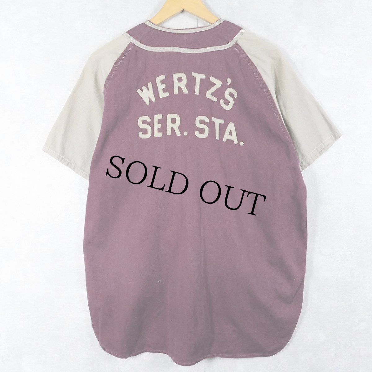 画像2: 30〜40's EMPIRE "WERTZ'S SER.STA." コットンベースボールシャツ (2)