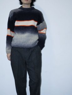 画像1: グラデーションデザイン ロールネック ウールニットセーター (1)
