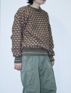 画像1: 90's HAMPTON BAY USA製 総柄 コットンニットセーター L (1)