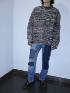 画像1: Ginger Blossom NEPAL製 マルチボーダー柄 ロールネック ウールニットセーター (1)