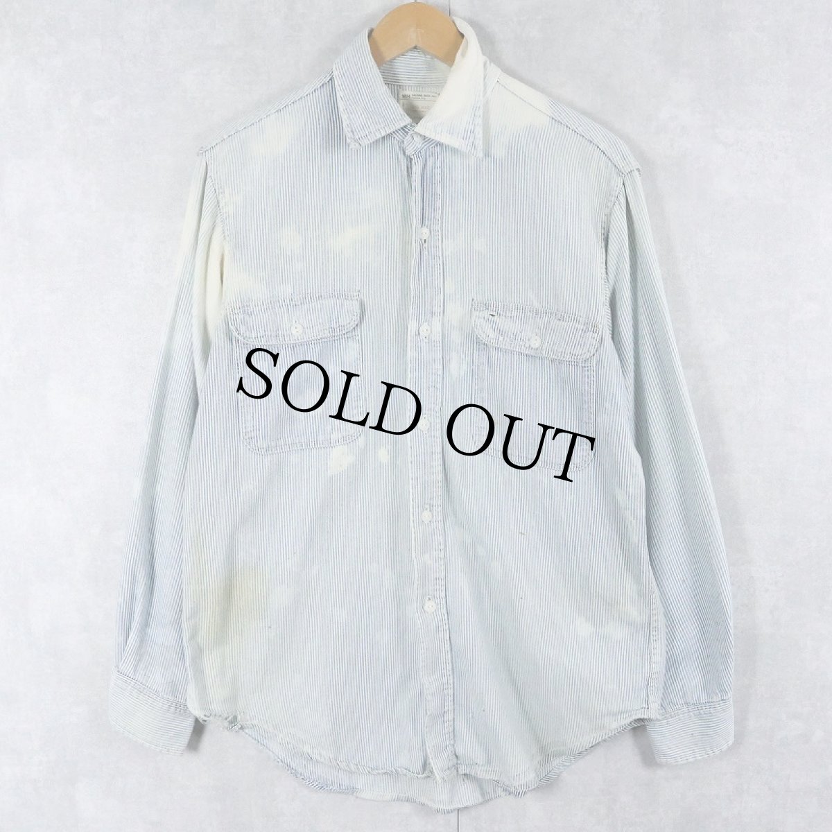 画像1: 70's BIG MAC JCPenney 猫目ボタン ヒッコリーストライプ デニムワークシャツ  (1)