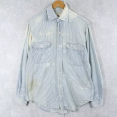 画像1: 70's BIG MAC JCPenney 猫目ボタン ヒッコリーストライプ デニムワークシャツ  (1)