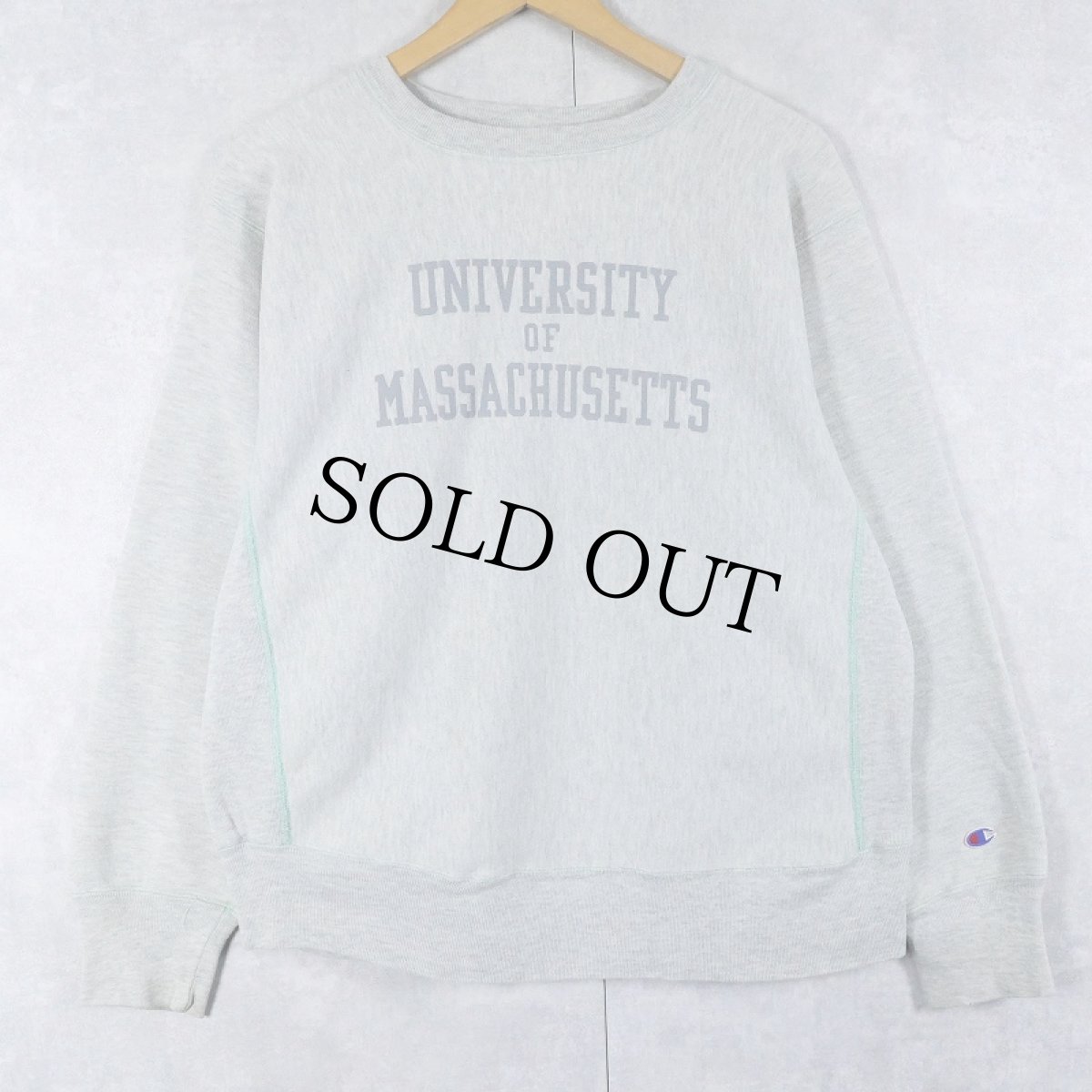 画像1: 80's Champion REVERSE WEAVE トリコタグ USA製 "UNIVERSITY OF MASSACHUSETTS" プリントスウェット L (1)