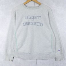 画像1: 80's Champion REVERSE WEAVE トリコタグ USA製 "UNIVERSITY OF MASSACHUSETTS" プリントスウェット L (1)