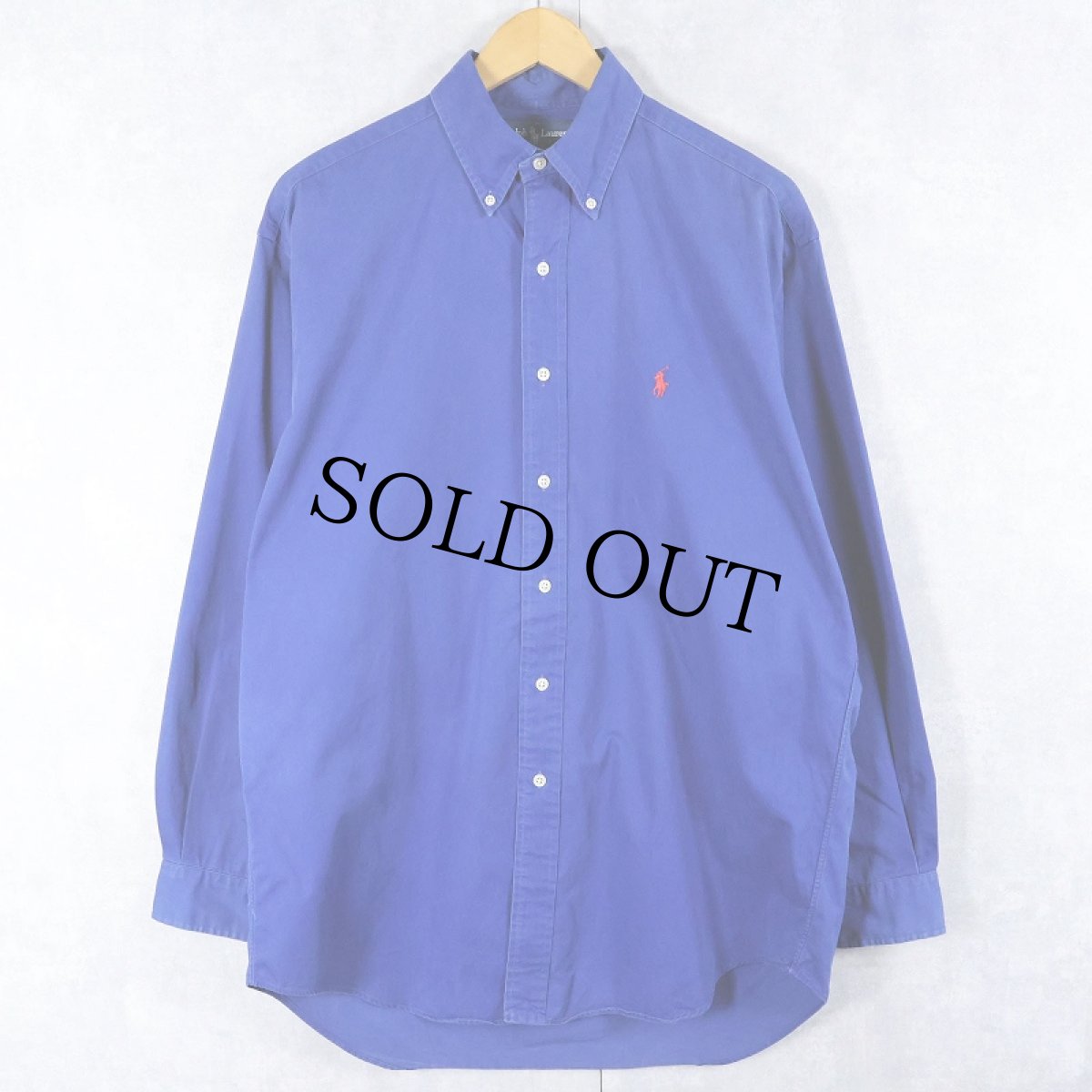 画像1: Ralph Lauren "BLAKE" ロゴ刺繍 コットンボタンダウンシャツ M (1)