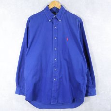 画像1: Ralph Lauren "BLAKE" ロゴ刺繍 コットンボタンダウンシャツ M (1)