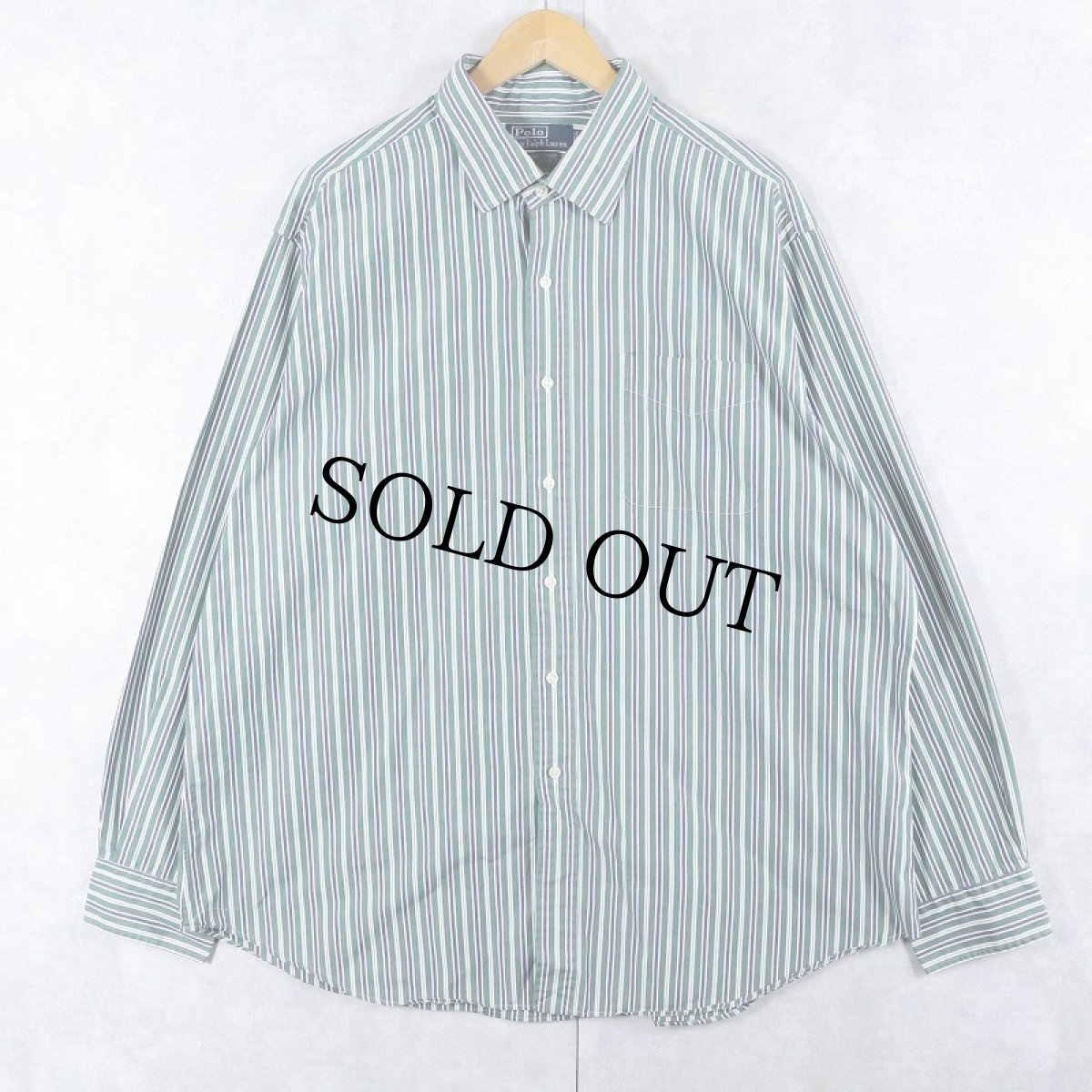 画像1: POLO Ralph Lauren "CURHAM SPORT" ストライプ柄 コットンシャツ XXL (1)