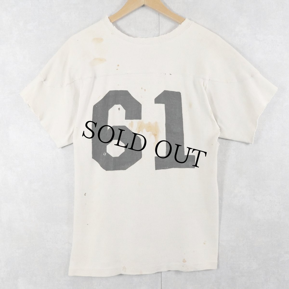 画像3: 40〜50's カットオフスリーブ コットンフットボールTシャツ (3)