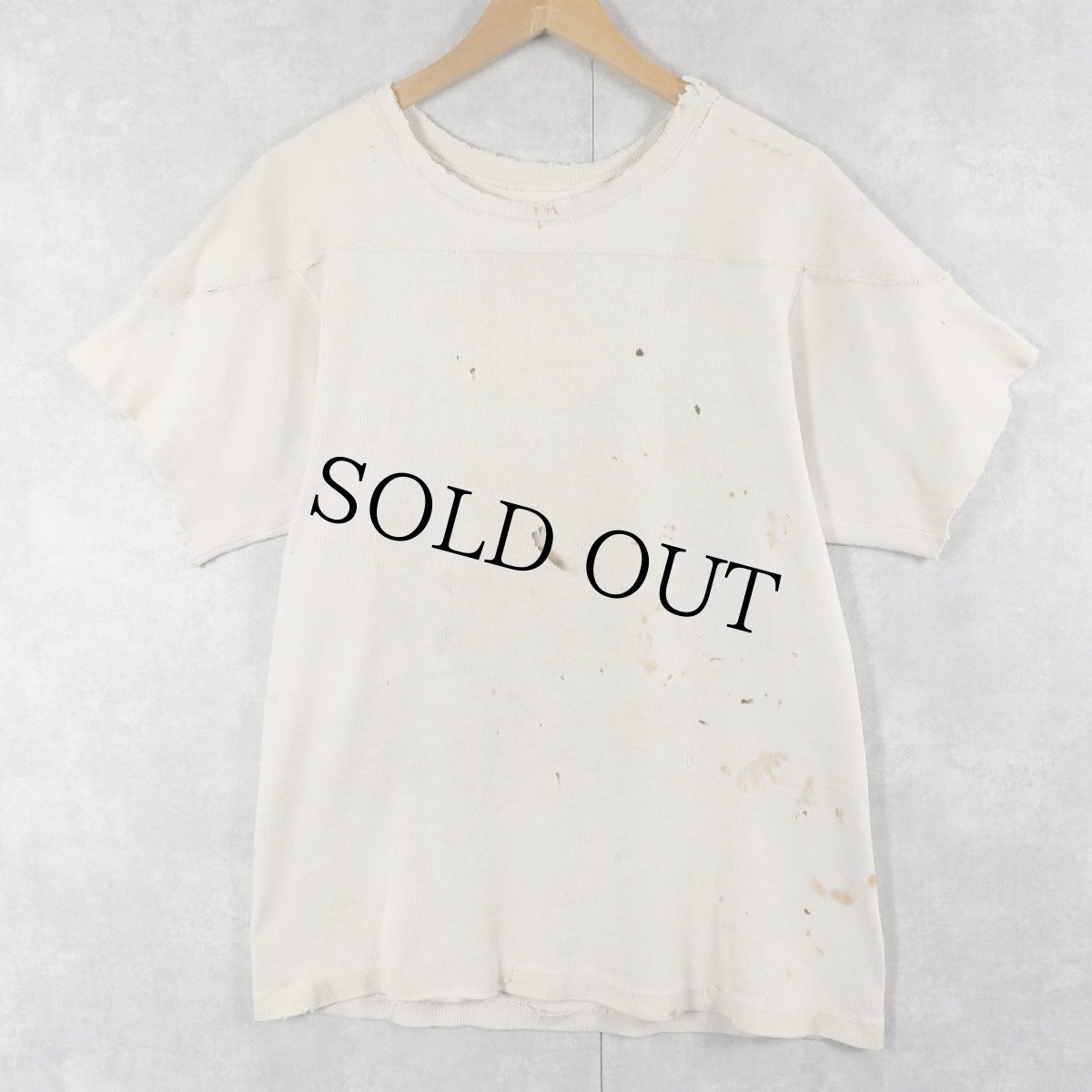 画像4: 40〜50's カットオフスリーブ コットンフットボールTシャツ (4)