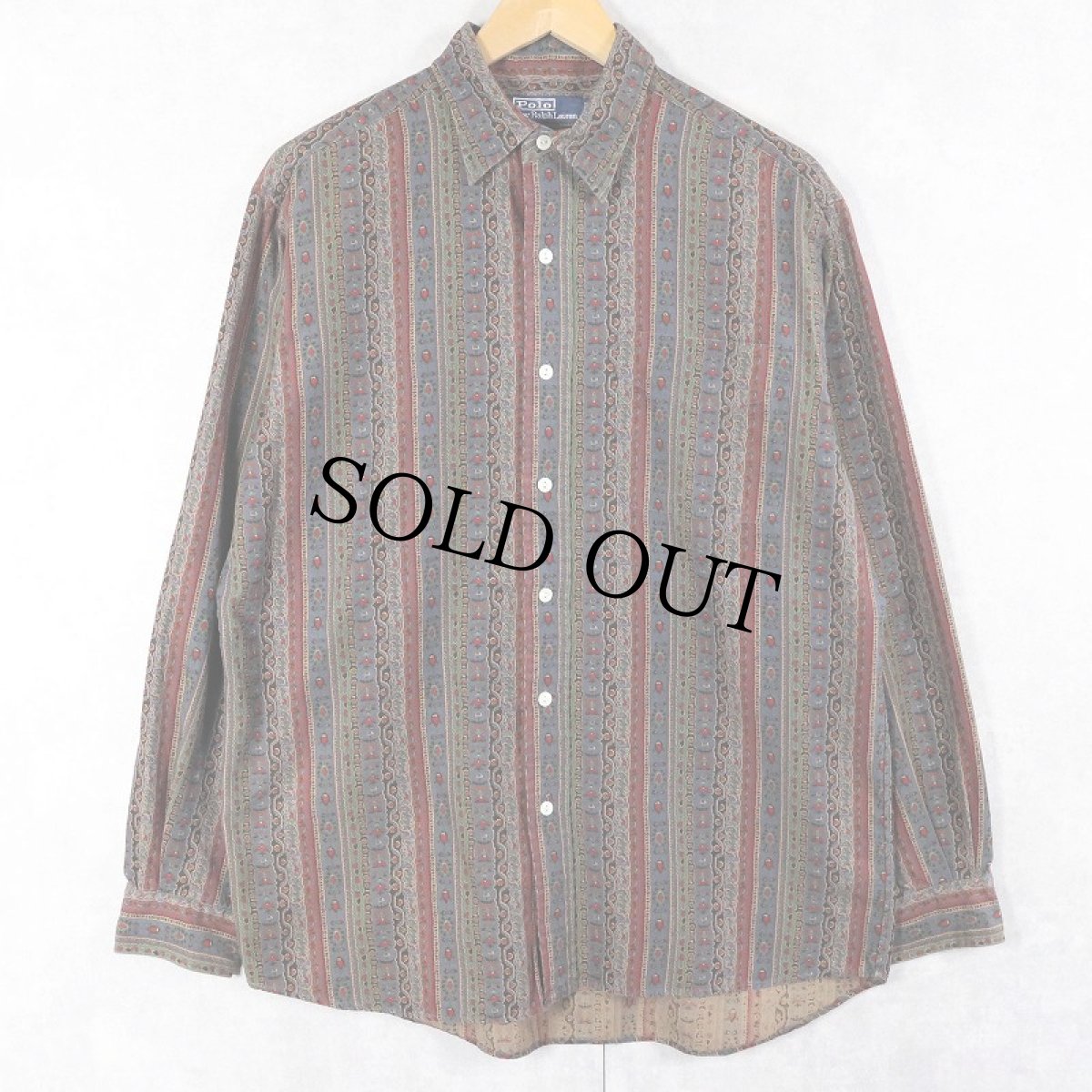画像1: POLO Ralph Lauren "LOWELL SPORT" 総柄 シルク×コットン シャツ M (1)