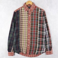 画像1: POLO Ralph Lauren "CUSTOM FIT" チェック柄 クレイジーパターン コットンボタンダウンシャツ S (1)