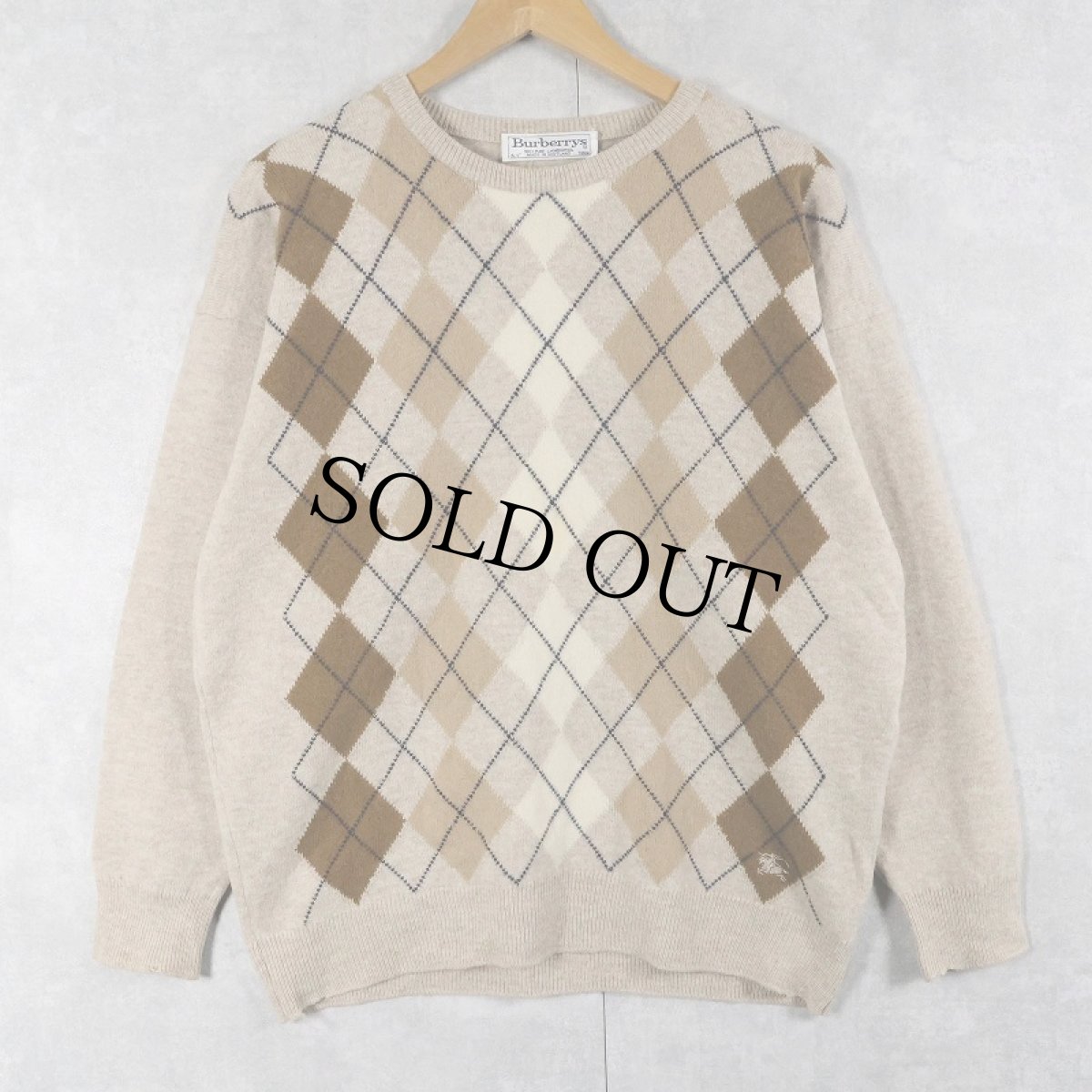 画像1: 80〜90's Burberrys アーガイル柄 ウールニットセーター SIZE44 (1)