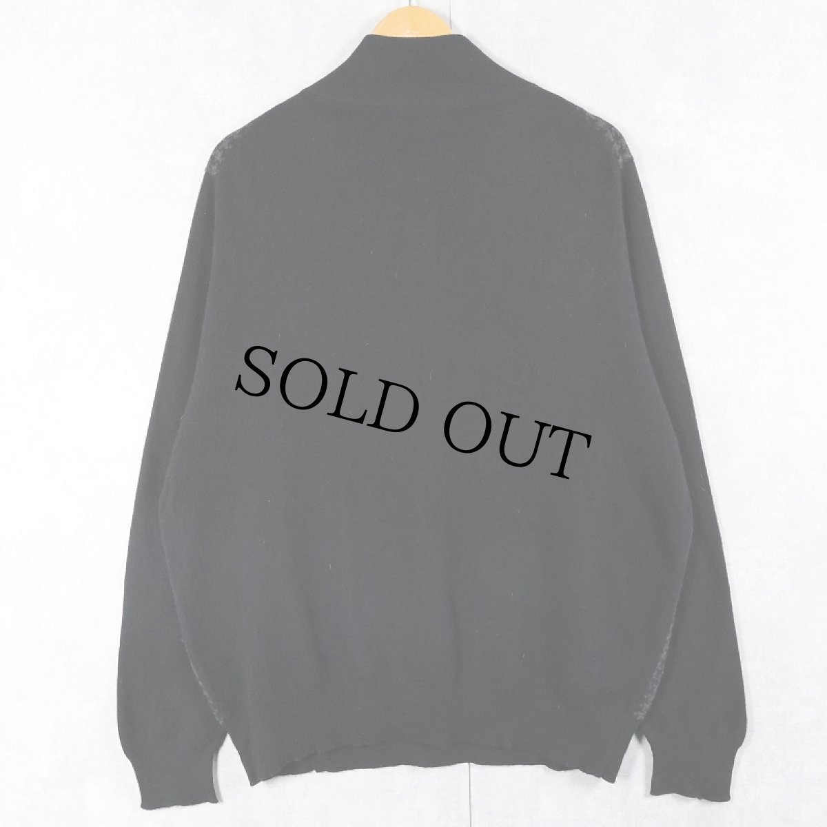 画像2: Mac Alan 千鳥格子柄 ハーフジップ カシミアニットセーター BLACK XXL (2)