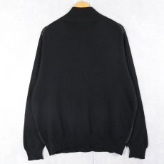 画像2: Mac Alan 千鳥格子柄 ハーフジップ カシミアニットセーター BLACK XXL (2)